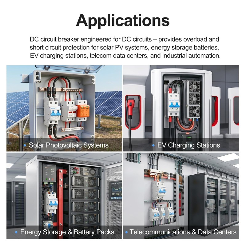 40A 2P DC Circuit Breaker with DIN Rail 600V 10kA