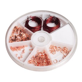 Rayher Starterset Schmuckzubehör, rosé gold, Schmuckherstellung Set, Schmuck Reparatur Set, Schmuck basteln, Starter Kit mit Schmuckdraht, Karabinerverschlüssen, Ringeln, Quetschperlen, 2248516