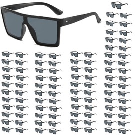ENSARJOE 100-Pack Wholesale Square Sunglasses - Black Frame/Gray Lenses | Oversized Flat Top Shades