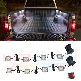 LEDGlow 8pc White Truck Bed Cargo LED Lighting Kit - Universal - Durable, Waterproof Pod Lights Mount Under The Bed Rails - Includes On/Off Toggle Power Switch