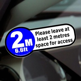 1 x DF11 Sticker Please Leave at Least 2 Metres Space for Access Disabled Window Sign Disability Label Car Van Wheelchair Mobility Notice Scooter Decal 200x87mm (Inside Window - Face Outwards)