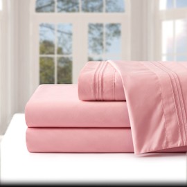Manyshofu Extra Deep Pocket King Size Sheets - Hotel Luxury 1800 Thread Count Sheets & Pillowcases - Microfiber Bedding Set up to 24" Mattress - Blush Pink Bed Sheets 18-24 Inch Deep Pockets - 4 Piece