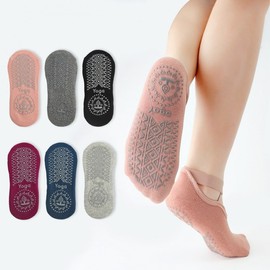 Thick Terry Non-Slip Cross-Strap Pilates Yoga Toe Socks Size/Pink 3ea