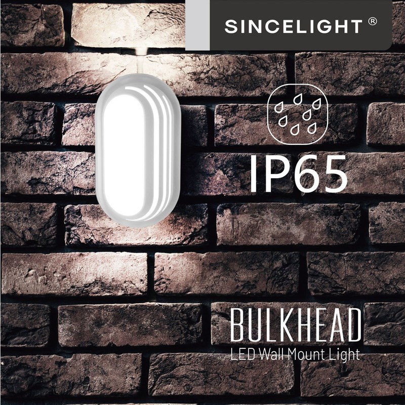 SINCELIGHT Oval LED Bulkhead Light for Wall and Ceiling Mount,