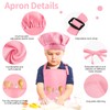 Morcheiong Kids Chef Hat and Apron Set, Adjustable Pink Children's