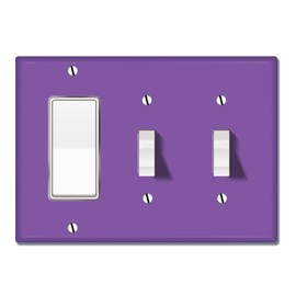 WIRESTER 3-Gang (1-Gang Decorator and 2-Gang Toggle) Light Switch Plate/Wall Plate Cover - Solid Orchid Purple