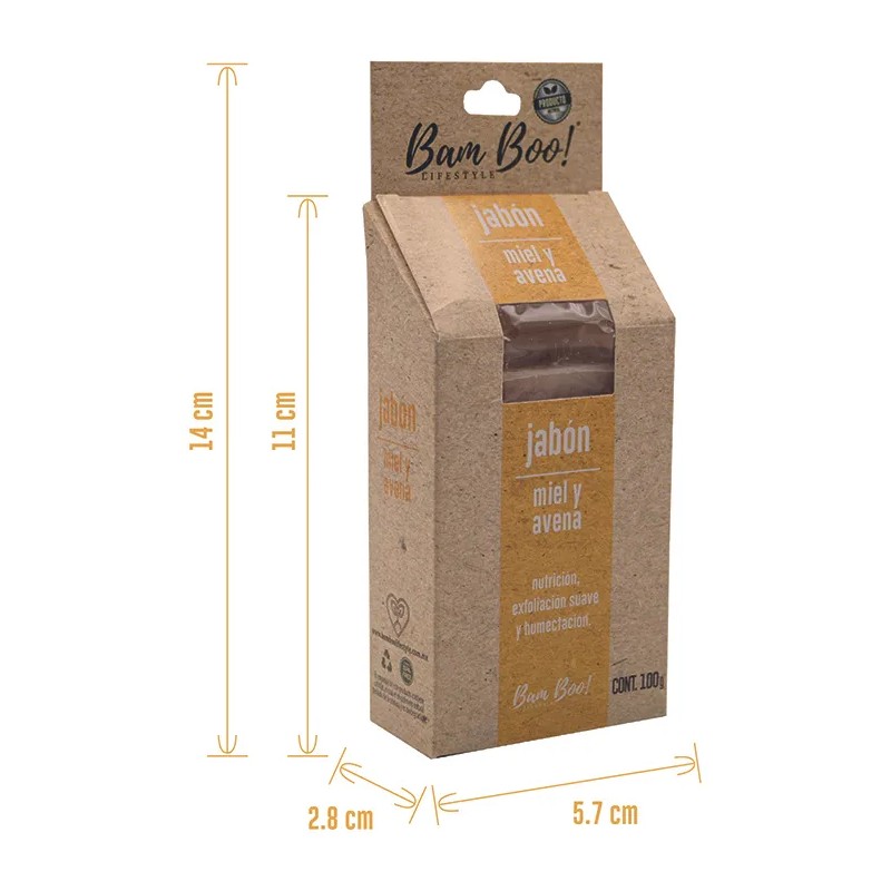 Bamboo Jabón Artesanal Natural Miel y Avena - Unidad -