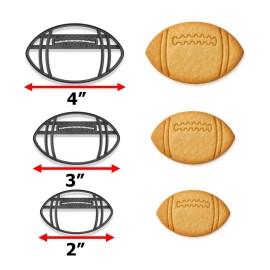 Mighty Gadget Football Cookie Cutter & Stamp Set – 3 Sizes (4", 3", 2") (Random Color)