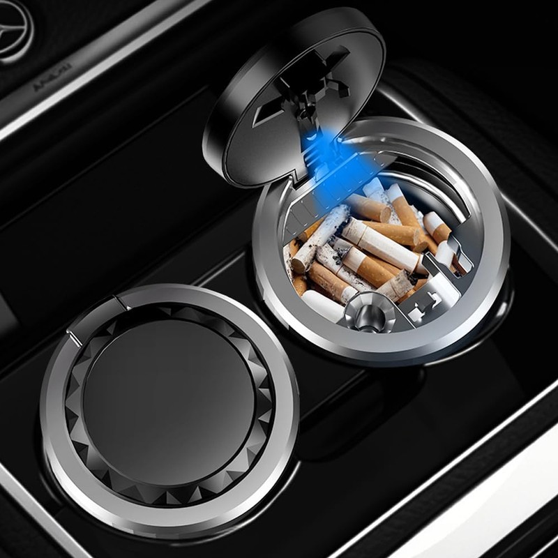 Geoyien Ashtray with lid, ashtray, 2 pieces car ashtray, automatic