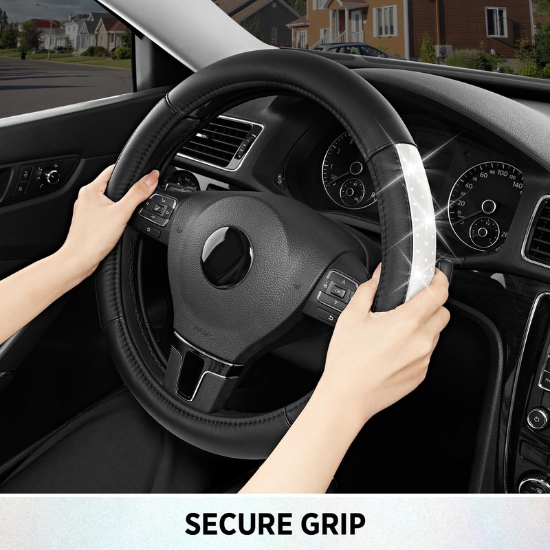 Road Comforts Bling Steering Wheel Cover for Women Girls, Sparkly