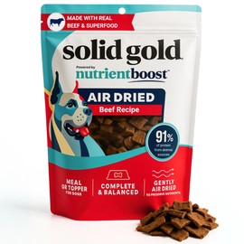Solid Gold Air Dried Dog Food Toppers for Dry Food - Healthy Dog Treats w/Real Beef & Superfoods - Serve as a Complete Meal, Topper or Treats - Supports Muscle Growth, Immunity & Digestion - 4oz