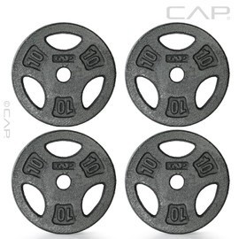 CAP Barbell Standard 1-Inch Grip Weight Plates 10 lbs BLACK, Pack (x4)