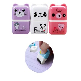 6 Pcs Cute Pencil Eraser, Cartoon Animal Themed Roller Colorful Rectangle Eraser for School Office Supply Stationery