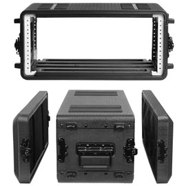 Diandian 4U Rack Case Shallow 12" Depth, 19" Rackmount Flight Case, Watertight Dust-Proof, Shock Mount for Amplifier, Pro Audio, DJ Mixer, Effects with Microphone Compartments