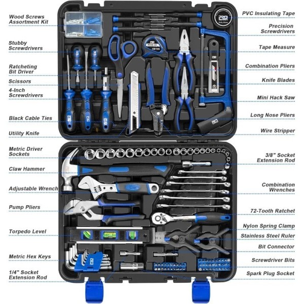 Unbranded 259-Piece General Household Hand Tool Set with Plastic Storage