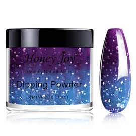 28g/Box Blue and Purple Gliiter Temperature Color Change Dip Powder Nails Dipping Nails Long-lasting Nails No UV Light Needed, (W-No.5)