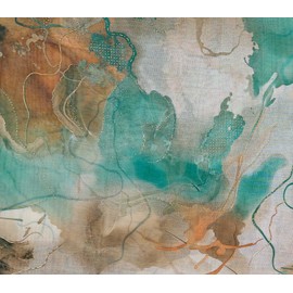 styleBREAKER women's infinity scarf Watercolor Glow with metallic accents | lightweight loop scarf, soft, flowing and breathable for spring and summer, Colour:Brown-beige-dark green