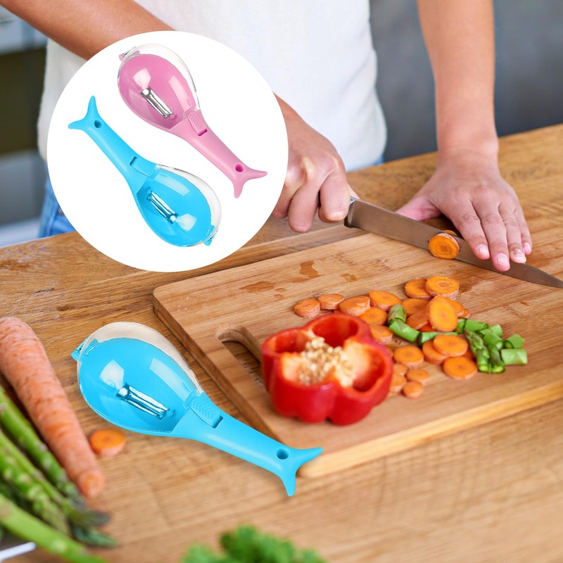2PCS Peeling Knife with Storage Box, Fruit And Vegetable Peeler