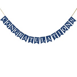 KUNGOON Congratulations Banner,Premium Blue Achievement Celebrations, Graduation/Wedding/Retirement/Bridal Shower Party Decorations.
