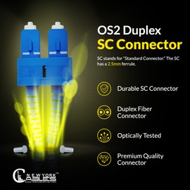 NewYork Cables® 5M OS2 SC to ST Fiber Patch Cable | Single Mode Duplex Corning 9/125 ST to SC Jumper Cord | High Speed SC ST Fiber Optic SMF 5 Meter (16.4ft) | ST-SC Singlemode Network Cable (Yellow)