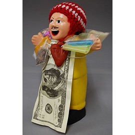 Ekeko Doll 7.5 inches (19 cm) YELLOW Large Size Huayuluro Fruit Present! Large Size Ekeko Doll 7.5 inches (19 cm), Yellow/Yellow [Shop Vivas Latin Shop Original Model] Made in Peru (Direct Import from