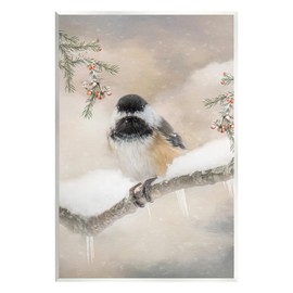 Stupell Industries Bird on Winter Branch Wall Plaque Art Design by Kelley Parker