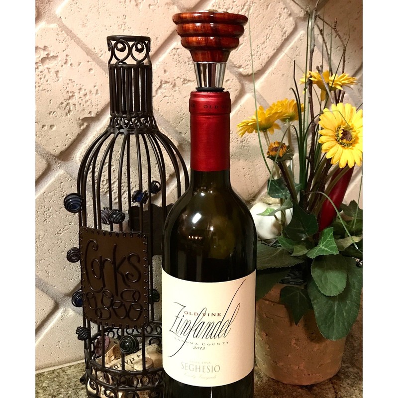 Texas Wine Stopper Exotic Rosewood Custom State of Texas Bottle