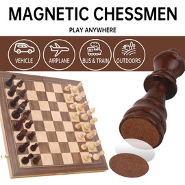 15" Staunton Chess Set with Travel Case - Professional Tournament Wooden Board, 2 Extra Queens & Storage Bag, for Dad, Portable Magnetic Chess Game for Camping/Clubs