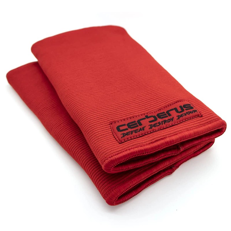 CERBERUS Strength Three Layer Elbow Wraps (L), Red