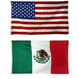 AES Wholesale Combo USA American & Mexico Mexican 12"x18" Polyester Flags