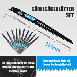 MUOZLOP 10 Pack 9 Inch Reciprocating Saw Blades Set, 6 TPI Saw Blades for Reciprocating Saw, for Wood/Metal Reciprocating Saw Blades (10, 6TPI, 225 mm)