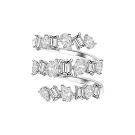 Triple Layers Climber Finger Band for Women Sparkling Rhinestone Crystal CZ Multi Layered Open Statement Rings Promise Engagement Rings Anniversary Bands Expandable Elegant Jewelry Gifts