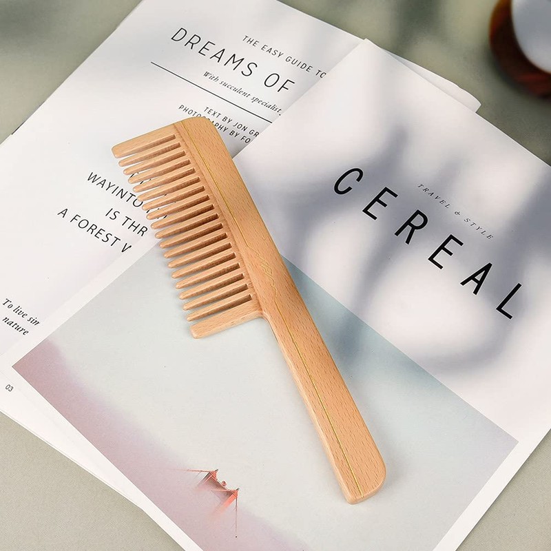 TAN MUJIANG Wood Hair Comb FSC Certified Beech Wood Wide