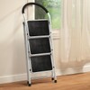 LivingSURE 3 Step Ladder Stool Combo with Handgrip, Anti-Slip Folding