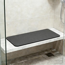BANEBOR Shower Bench & Step Mat - Non-Slip Bathtub Rug for Shower Seat, Stool, and Tub Floor - Quick-Dry Cut-to-fit Pad for Bathroom Stairs (Gray, 39''x12'')