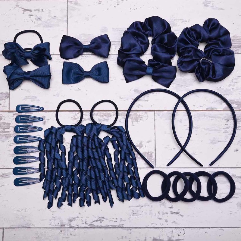 Basic Sense School Plain Hair Accessories Set, 23pcs Hair Ties,