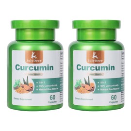 JulyDeer Curcumin Turmeric Complex 2 Bottles with Celery Seed, Sour Cherry, Frankincense Extract, Glucosamine, 95% Curcuminoids for Joint Health, Antioxidant, Immunity Support - 120 Capsules