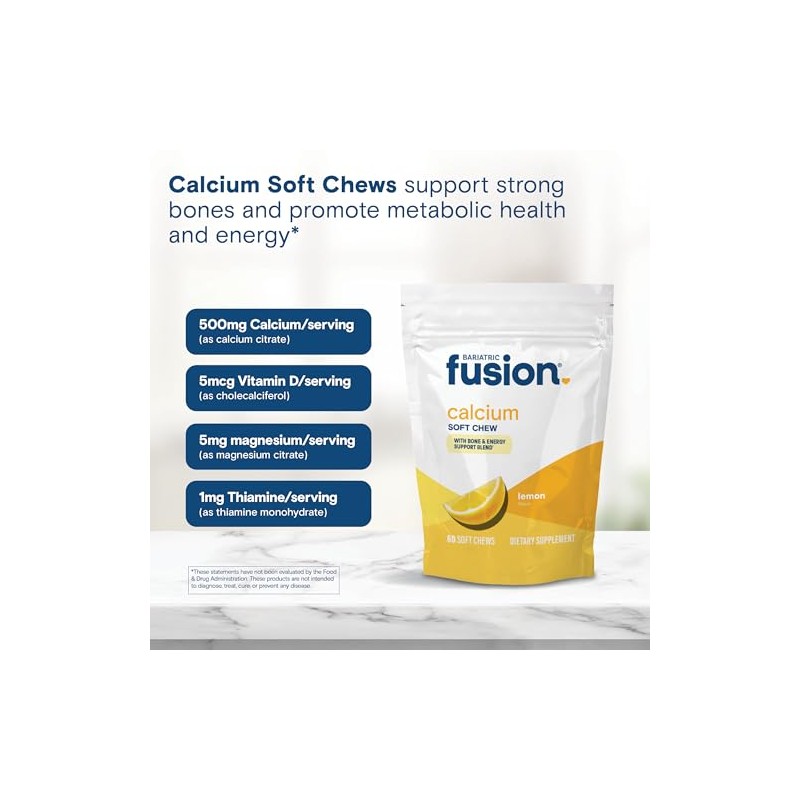 Bariatric Fusion Masticables Calcio Bariátrico Citrato Suplemento Vitamina Bariátrica Sug