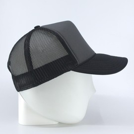 High Crown Foam Mesh Camouflage Tri-Color Oak Leaves Trucker Hat Baseball Cap (Black/Charcoal Gray/Black)