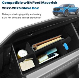 Organizador de almacenamiento de coche actualizado para Ford Maverick 2026 2022-2025, organizador de guantera, bandeja de compartimento de inserción ABS negro