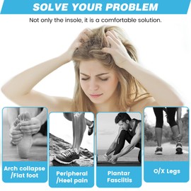 Avustaa Plantillas De Soporte De Arco Alto, Insertos Ortopédicos De 3/4 Para Pies Planos, Alivio De La Fascitis Plantar, Sobrepronación, Plantillas De Zapatos Para Hombres, Mujeres, Correr, Negro Y Az