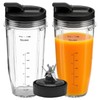 Replacement 24oz Blender Cups with Lid for Ninja, 7 Fins