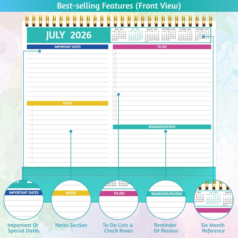 Desk Calendar 2026-2027 - Standing Flip Desktop Calendar 2026-2027, 18