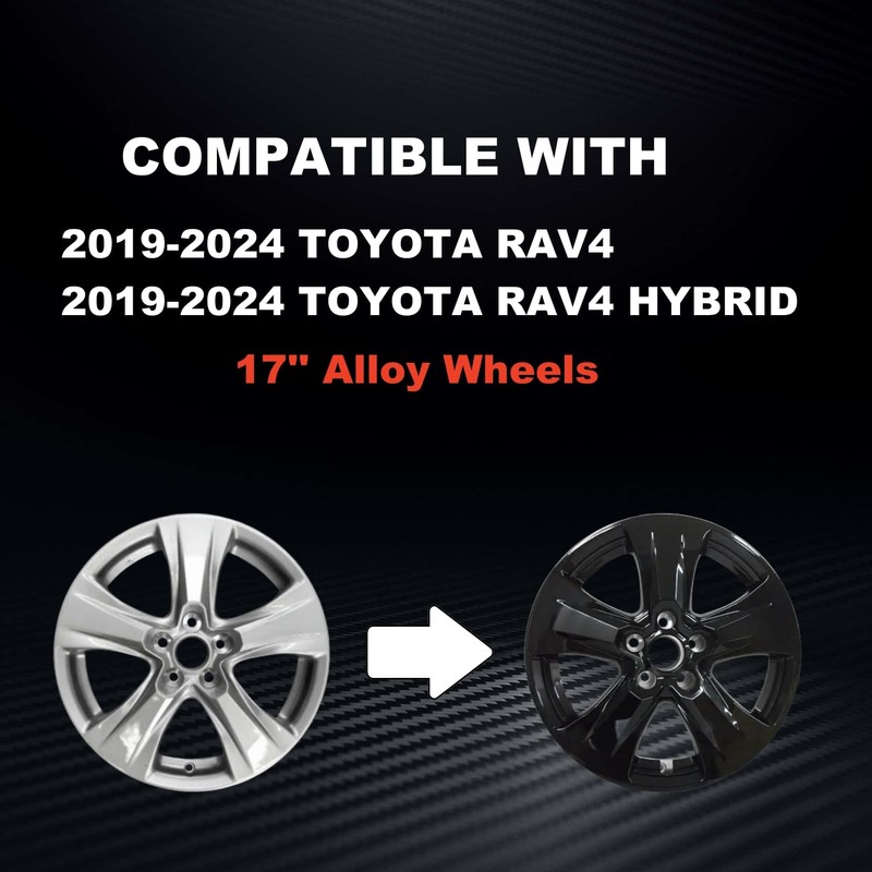 Glossy Black Wheel Skins Compatible with 2019-2024 Toyota RAV4/RAV4 Hybrid