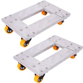 Heavy Duty Furniture Movers Dolly Trolley Cart 18''x12'' Aluminum Frame With 3'' TPU Brake Castors 2pcs SetColor: as Pic Color