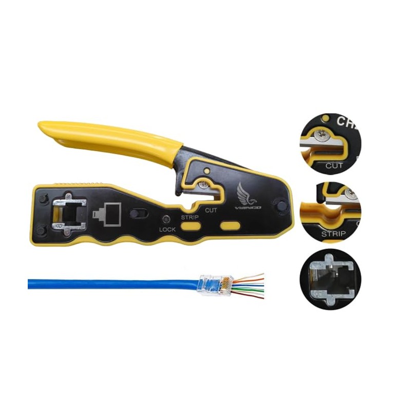 Pinza Crimpadora 3 en 1 Cortadora Peladora Cable Ponchadora RJ45