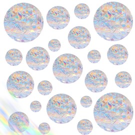 Prism Window Stickers, Pack of 26 Sun Catcher Window Round Bird Anti-Collision Window Stickers, Sun Catcher Stickers, Window Stickers, Bird Protection for Home, Kitchen, Glass