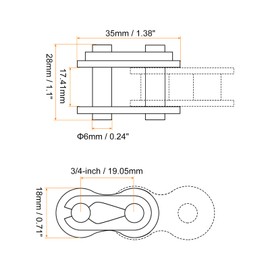sourcing map 4Pcs #60 Chain Master Connector Link Roller 3/4" Pitch Stainless Steel Standard Connecting Split Links for 12A Chain
