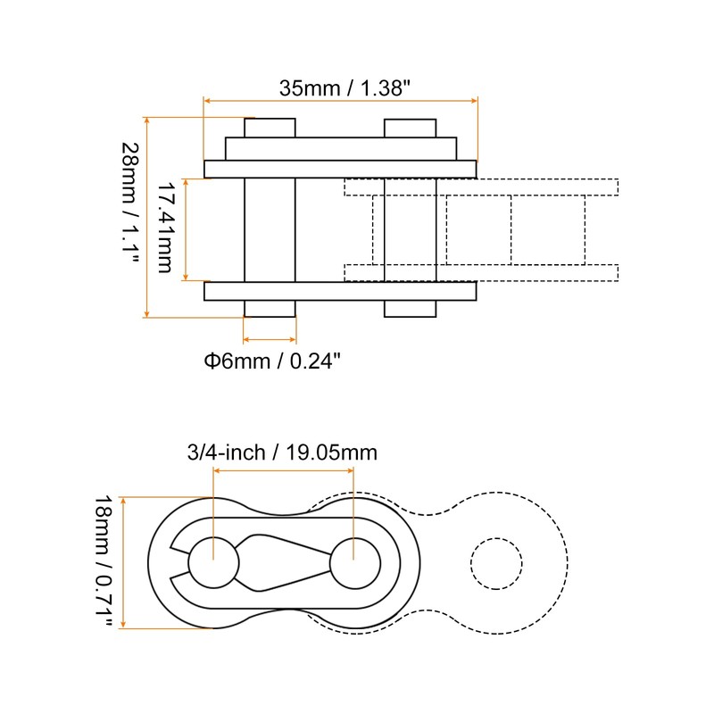 sourcing map 4Pcs #60 Chain Master Connector Link Roller 3/4"