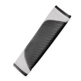 Piburth 2PCS Car Seat Belt Cover, Carbon Fiber Safety Seatbelt Shoulder Strap Covers, Breathable Leather Soft Harness Pad for Car Interior Accessories (Black/White)